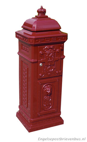 Engelse Kolom Brievenbus Aluminium - Rood