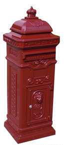 Engelse Kolom Brievenbus Aluminium - Rood